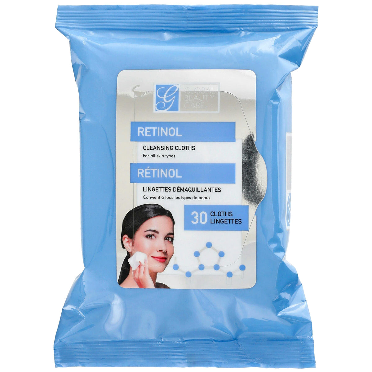 Global Beauty Care Retinol Wipes - 30 Count Anti-Aging Facial Cleansing Towelettes