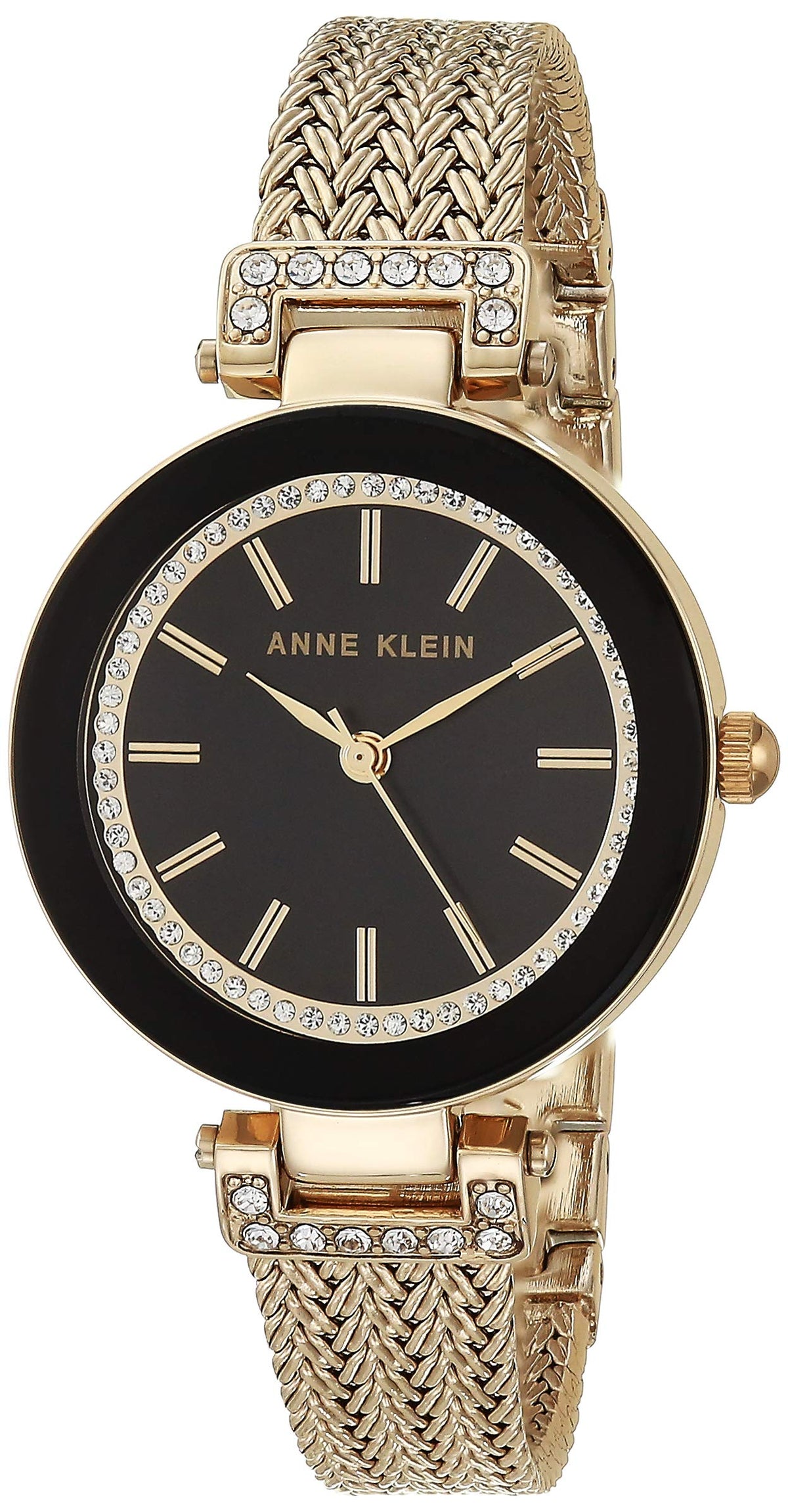 Anne Klein Gold-Tone Mesh Bracelet Watch With Crystal Accents - Women'S Stainless Steel Timepiece