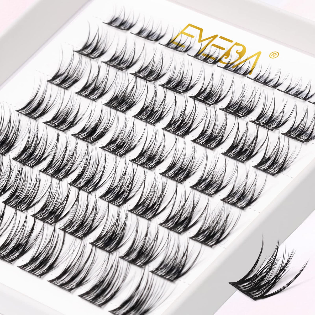 EMEDA D Curl Lash Clusters - DIY Individual Eyelash Extensions, Mix 8-16mm, Natural Look