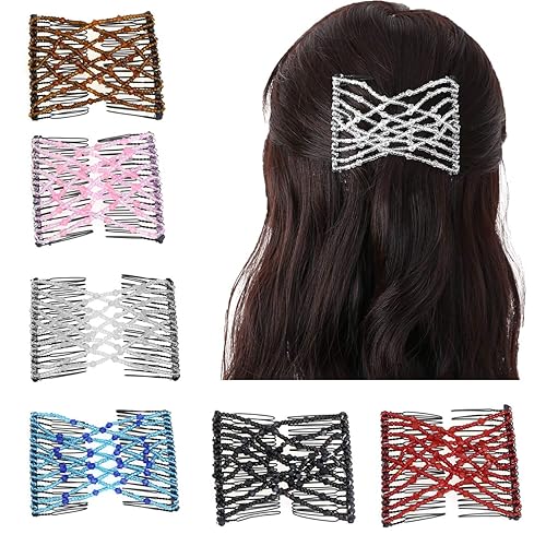 CCbeauty 6 Pcs Elastic Beaded Hair Clips - Decorative Hairpins for Women & Girls