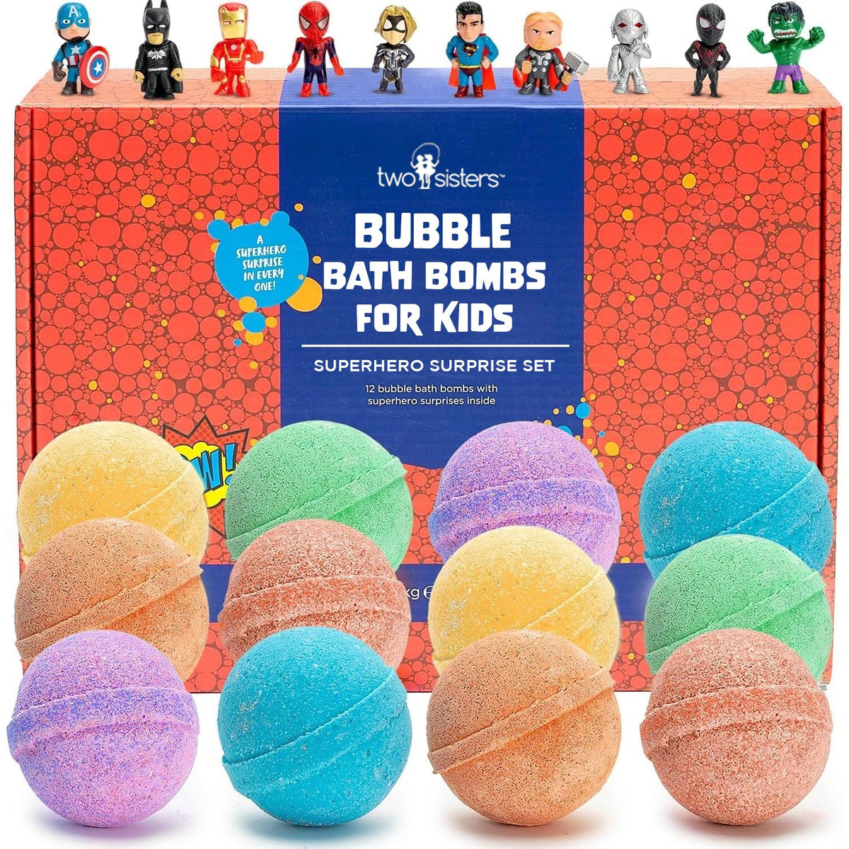 Superhero Boys Bath Bombs With Toys - Fruity Scents, 12 Pack By Two Sisters