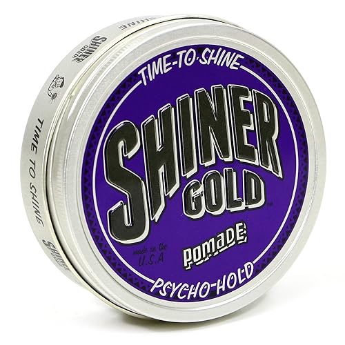 Shiner Gold Psycho Hold Pomade - Extreme Hold, High Shine, Water-Based, Coconut Scent, 4oz