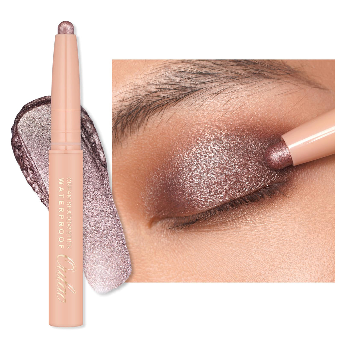 Oulac Waterproof Eye Shadow Stick - Shimmering Glitter, Blendable, Vegan - 17 Hollywood Dream