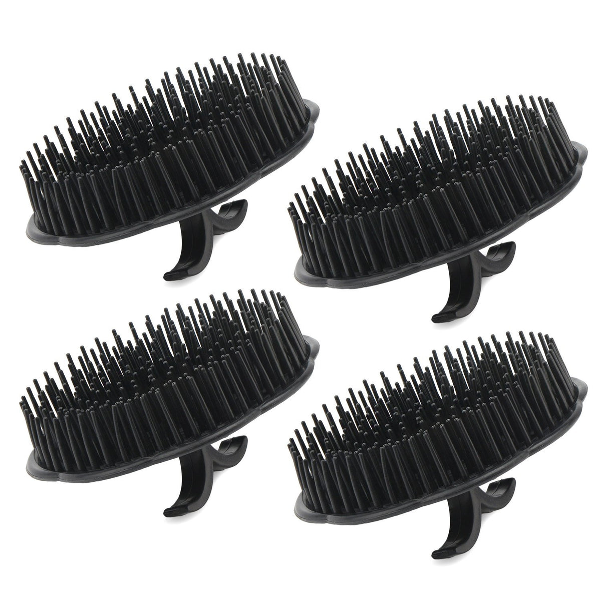 Segbeauty Mens Shampoo Brush Set - 4 Scalp Massagers for Hair Growth & Beard Grooming, Black