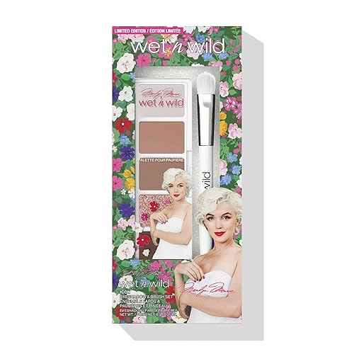 Wet N Wild Marilyn Monroe Icon Eyeshadow & Brush Set, Buildable, Vegan, 0.07 Oz, Cruelty-Free