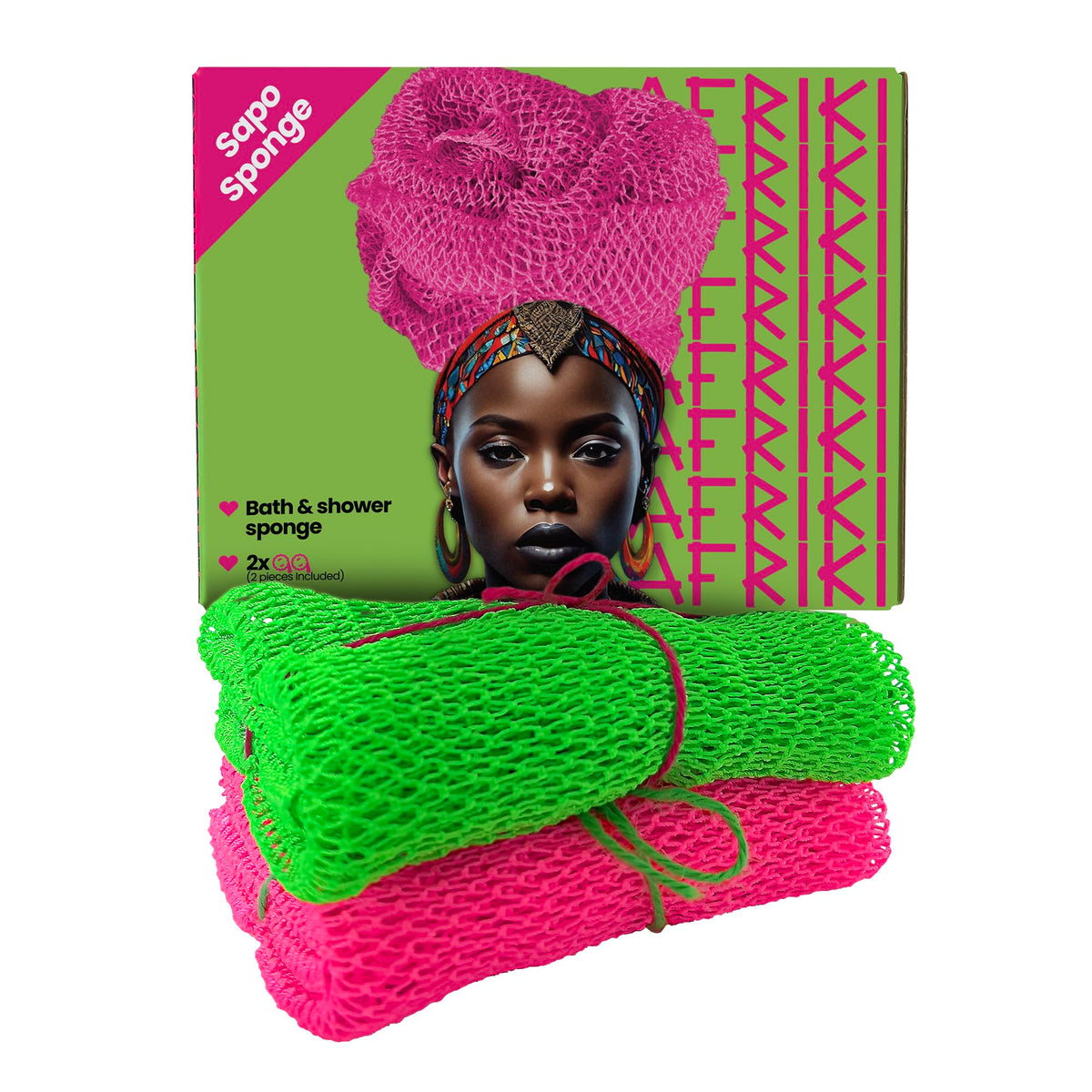 Afriki African Net Sponge Exfoliating Washcloth, 2 Pack - Authentic Dead Skin Remover, Black Owned