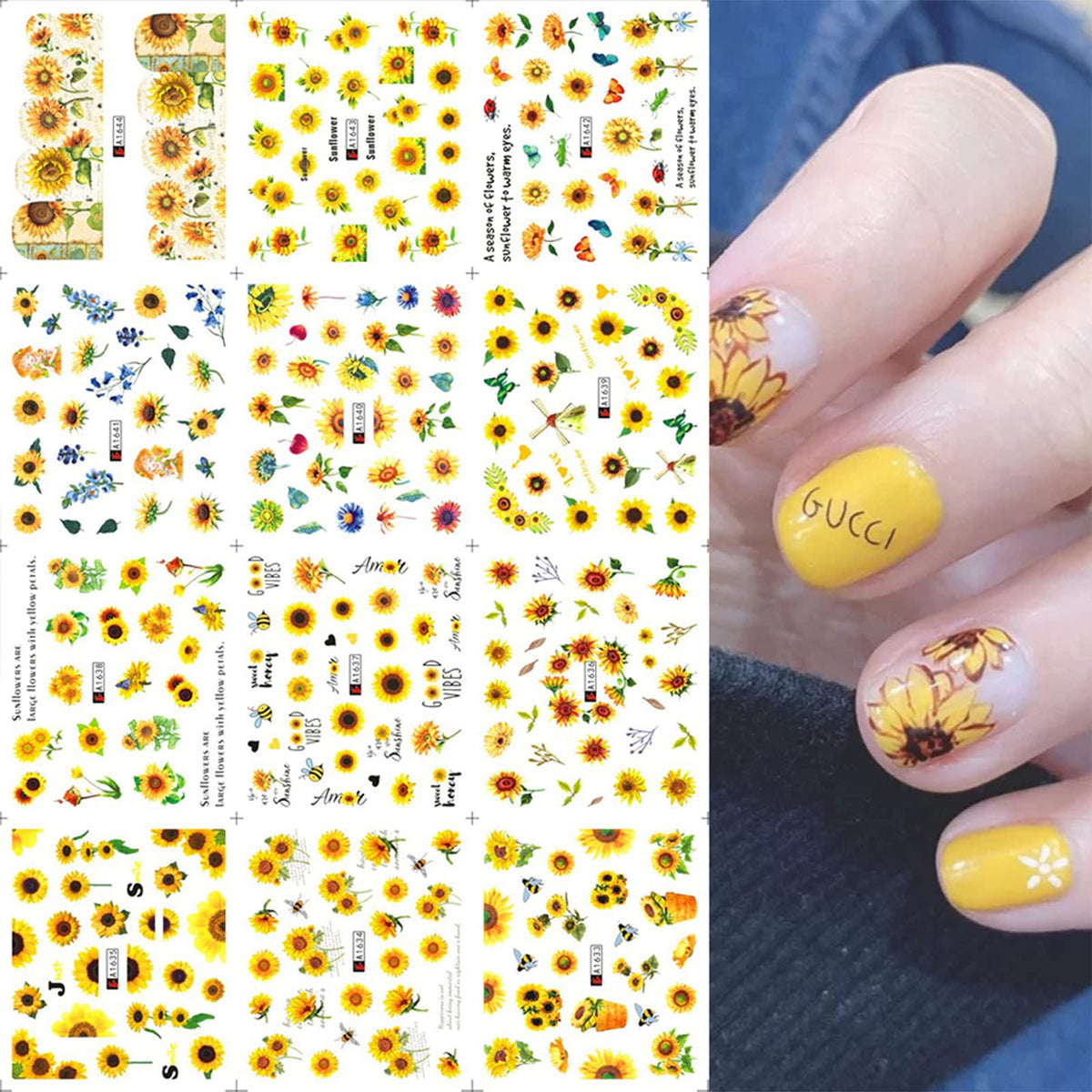 Maiousu Store Nail Art Stickers - 12 Sheets Flower Water Transfer Decals For Diy Nail Decoration