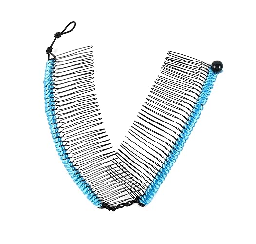 Stretch Banana Clip by HairZing - Turquoise Large Double Comb for Thick Curly Hair, No Damage