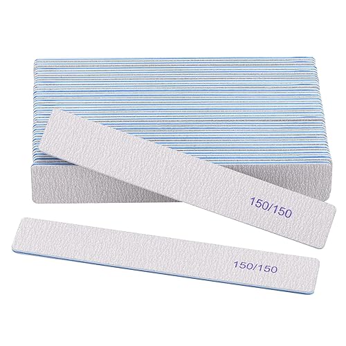 BTYMS 25 Pieces 150/150 Grit Nail Files - Reusable Double Sided Emery Boards for Acrylic & Natural Nails