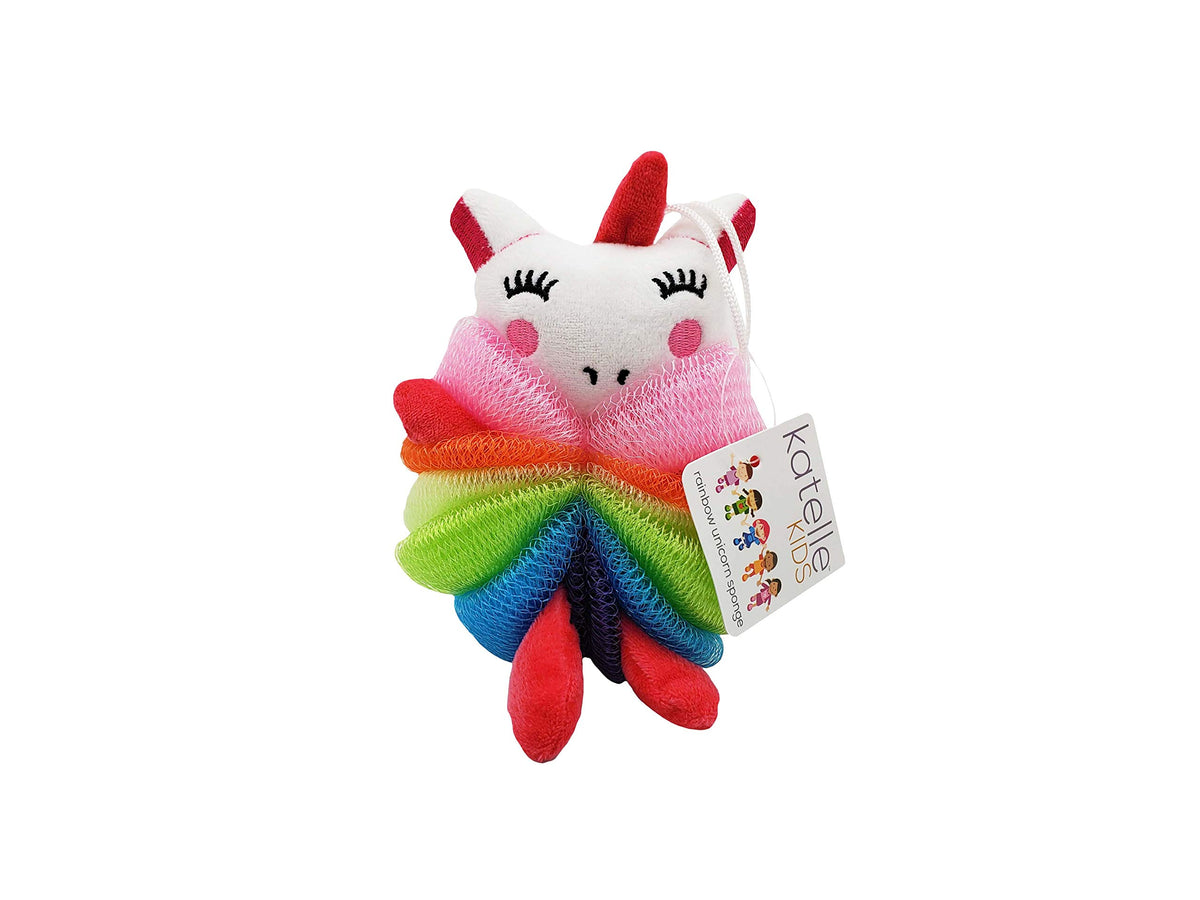 Katelle Rainbow Unicorn Exfoliating Bath Sponge For Kids - Available In 1, 3, Or 4 Pieces