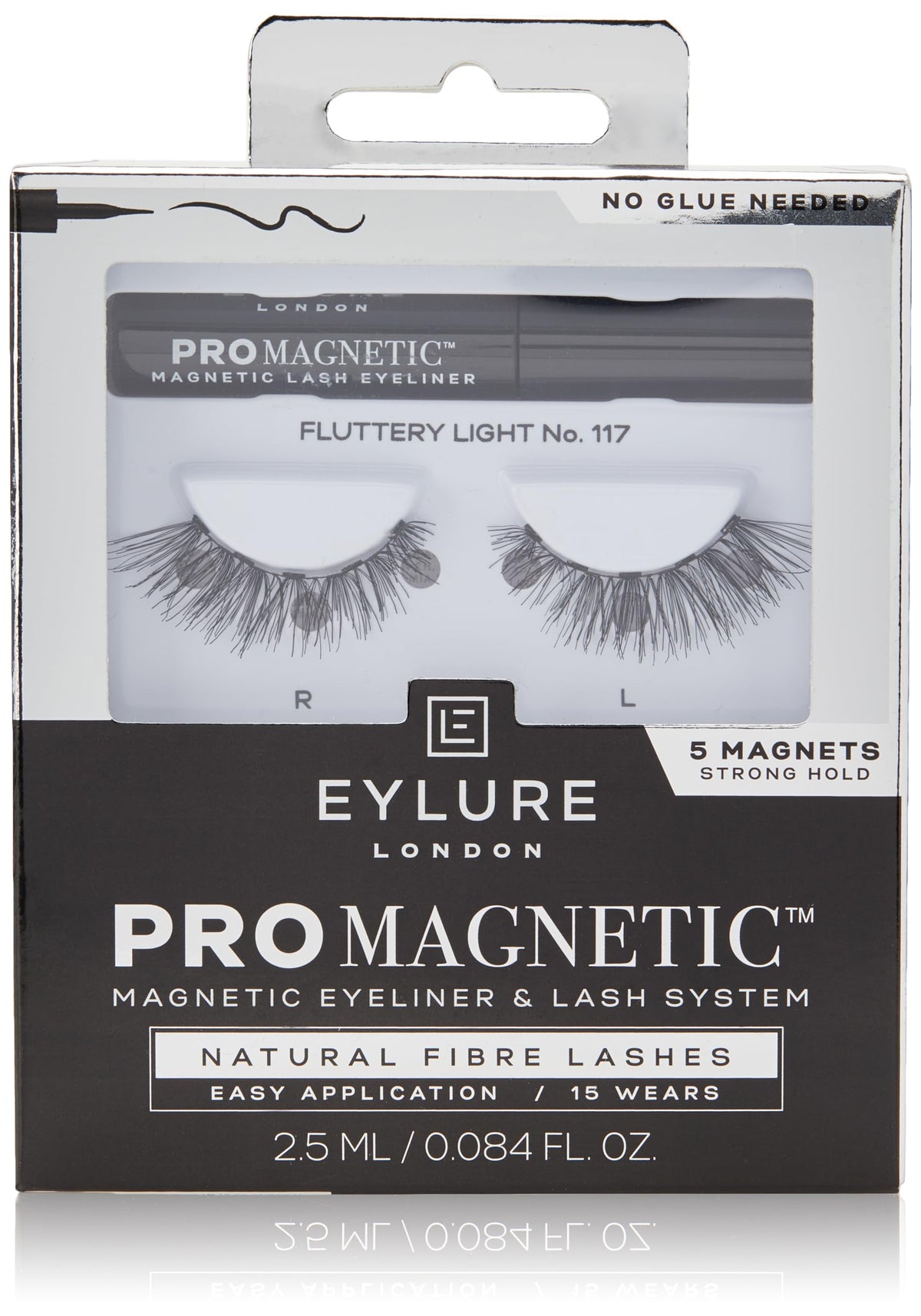 Eylure Promagnetic Eyeliner & Lash Kit With No 117 Natural Fiber Eyelashes, Black