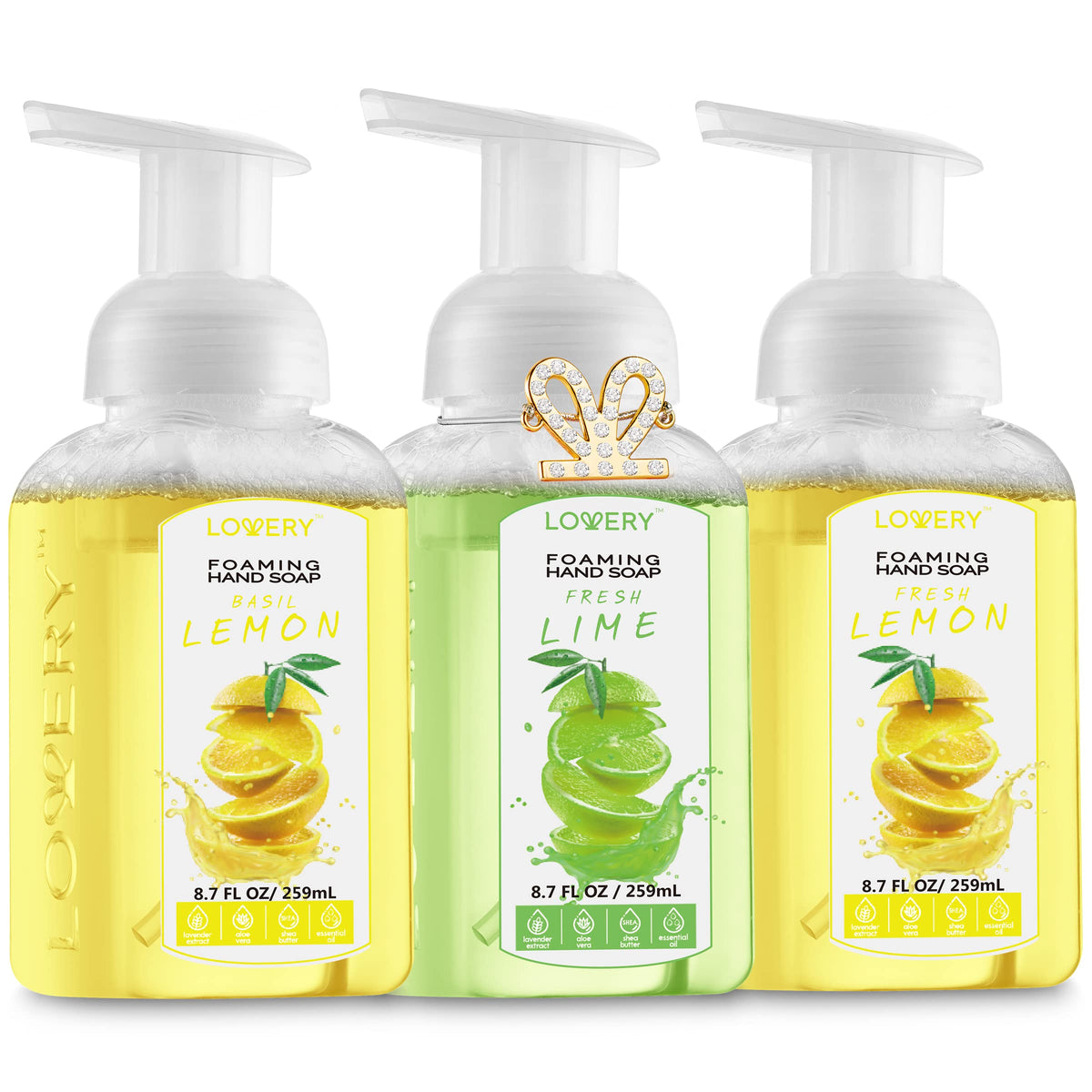 Lovery Foaming Hand Soap - Pack Of 3, Moisturizing With Aloe Vera & Fresh Lemon Scent