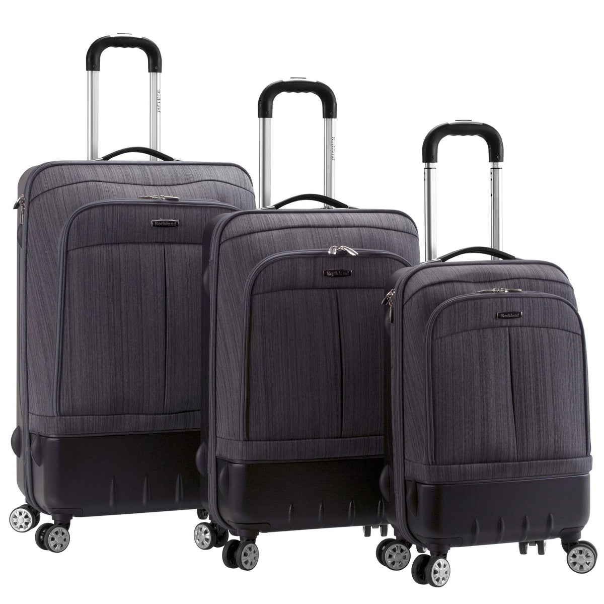 Rockland Milan Hybrid Spinner Luggage Set, Brown, 3-Piece (20/24/28) - Durable Polyester