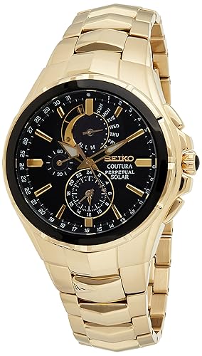 Seiko Coutura Men'S Black Solar Perpetual Calendar Chronograph Alarm Watch - Ssc700