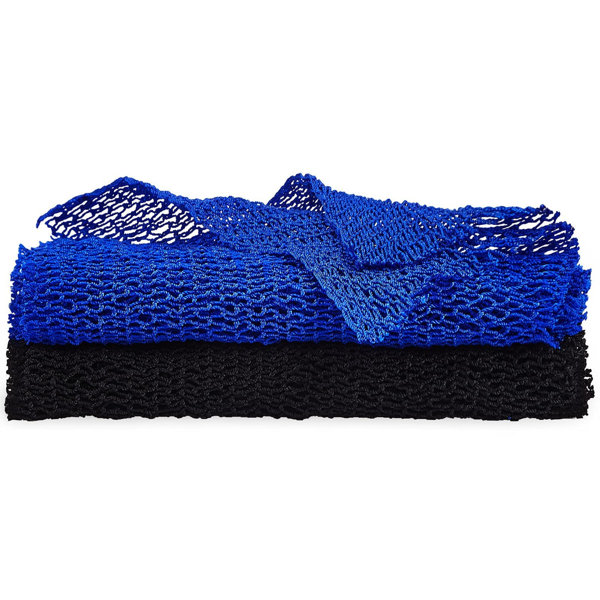 Shappy 2-Pack African Net Sponge Exfoliating Body Scrubber Washcloths - Blue & Black