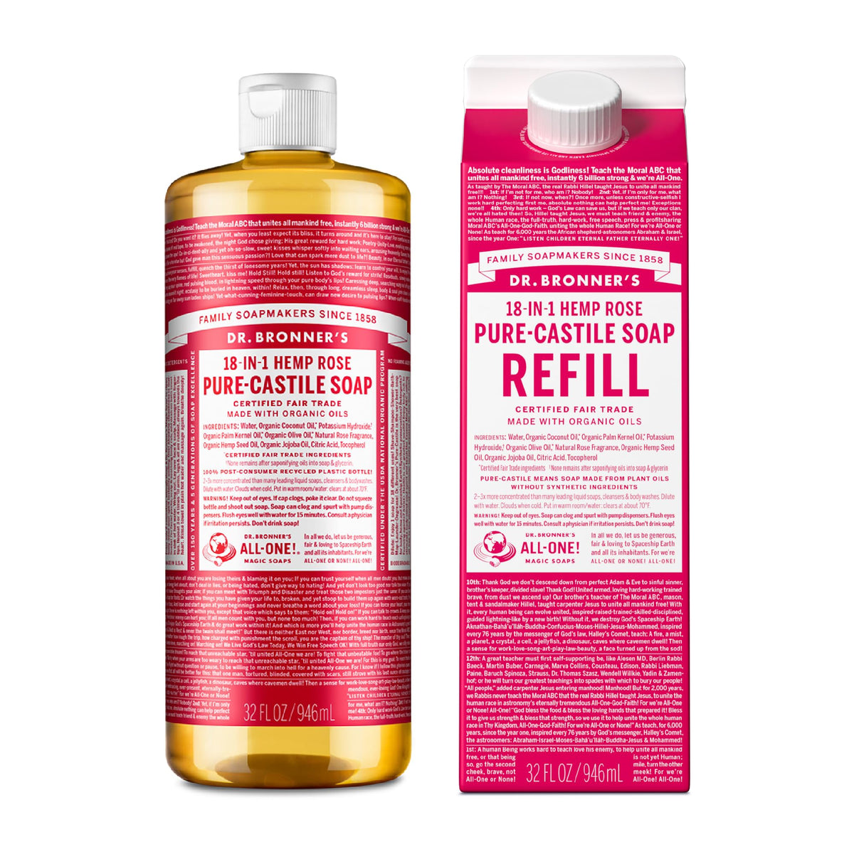 Dr. Bronner'S Pure-Castile Liquid Soap 32 Oz - Organic, Vegan, Super-Concentrated, 82% Less