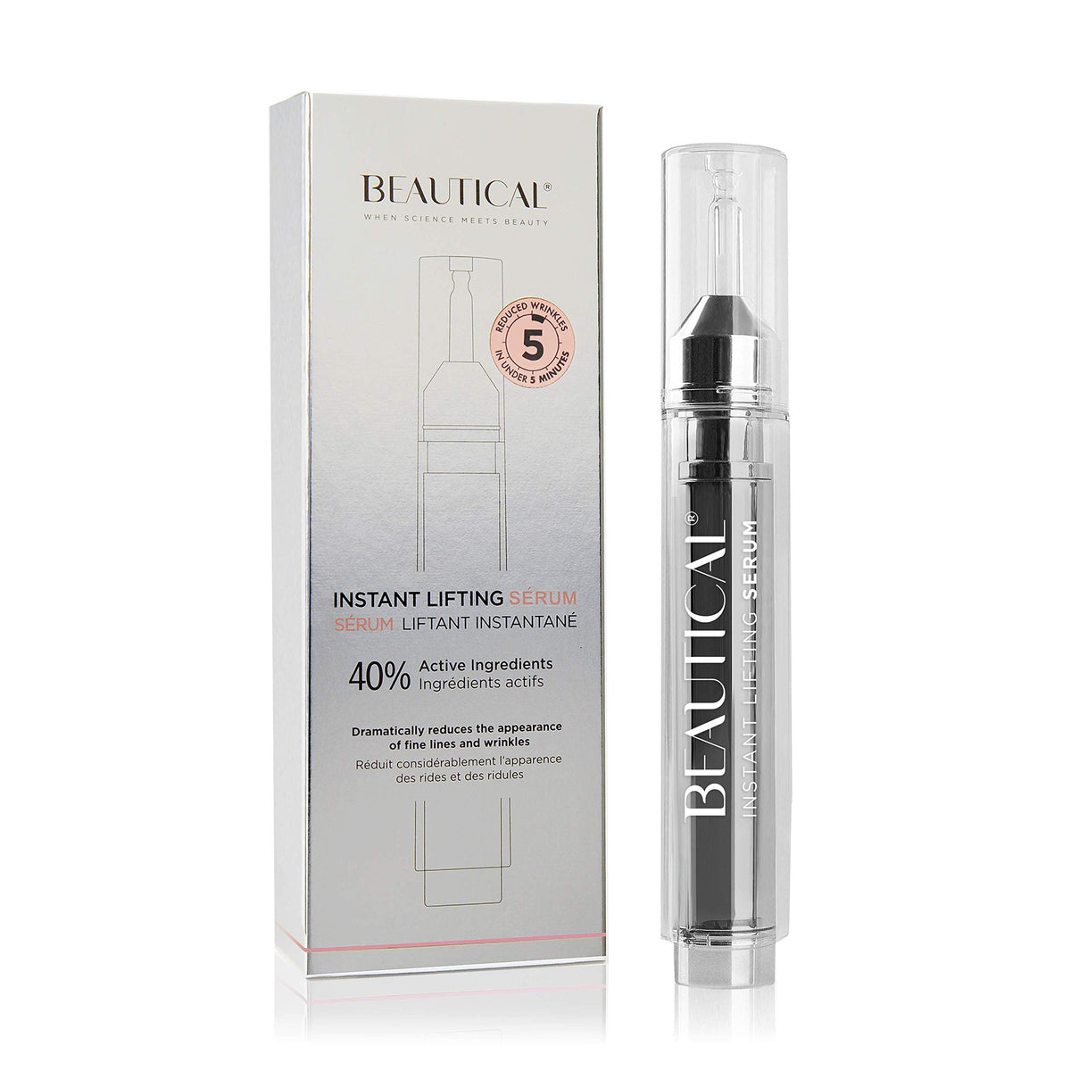 Beautical Instant Lifting Serum - Moisturizing Hyaluronic Acid & Peptides For Face & Eyes, 15Ml