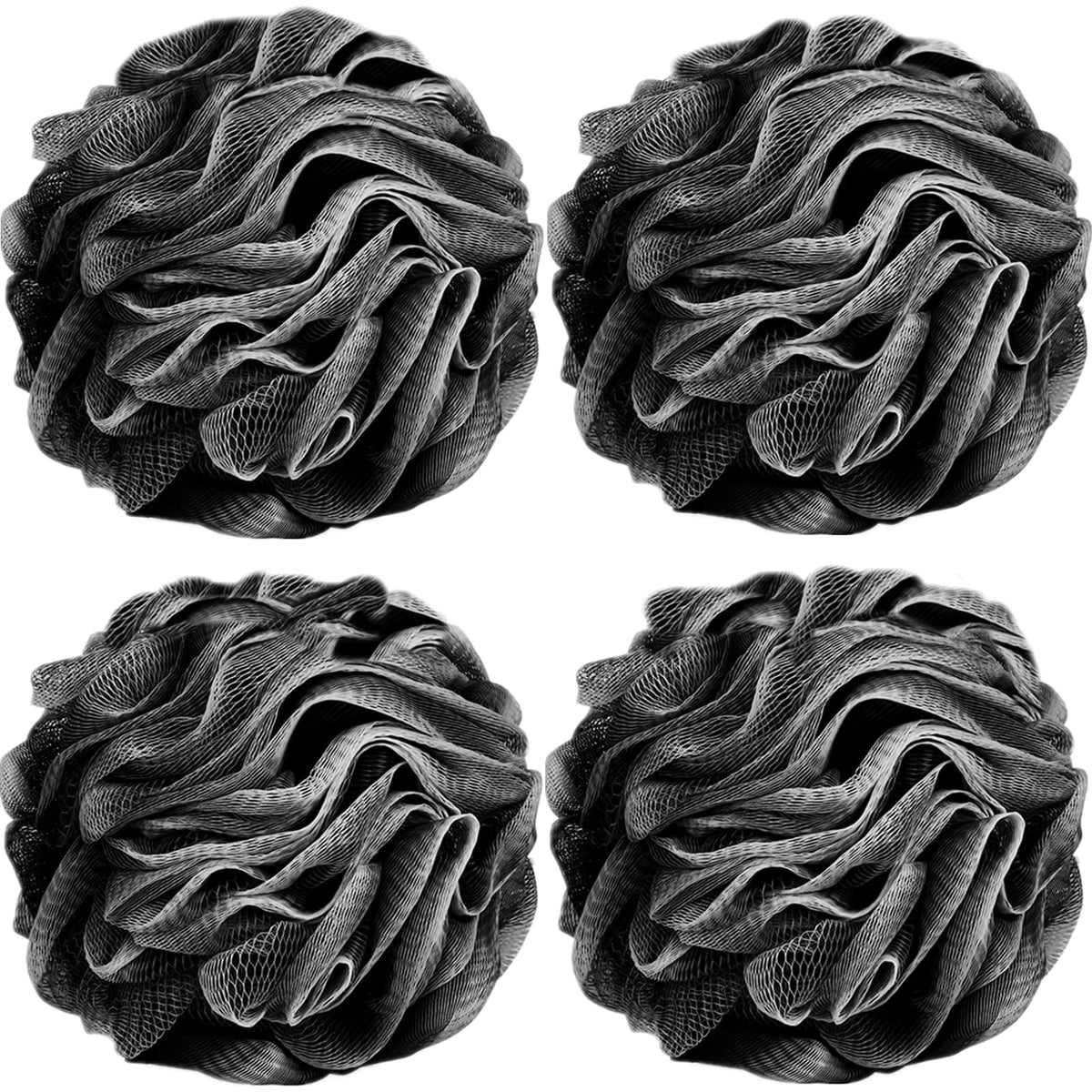 Fu Store 4 Pack Loofah Sponge Shower Scrubber - Exfoliating Bath Balls For Men & Women, 50G