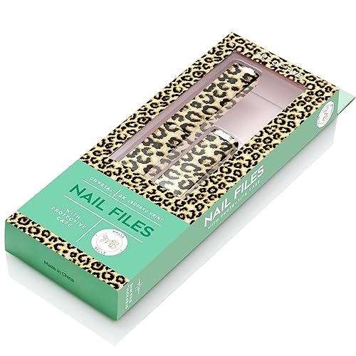 Malva Belle Crystal Glass Nail File Set - Leopard Design, 3mm, Heavy Duty for Natural & Gel Nails