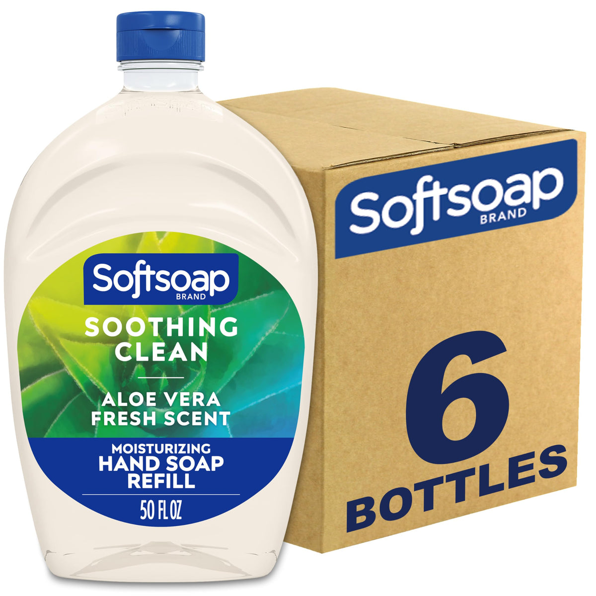 Softsoap Liquid Hand Soap Refill, Aloe Vera, 50 Oz, Moisturizing, Pack Of 6, Premium Scented