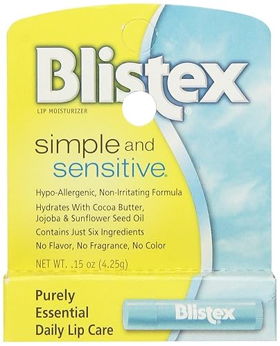 Blistex Sensitive Lip Moisturizer, Hypo-Allergenic, Non-Irritating, 5-Pack, 0.15 Oz