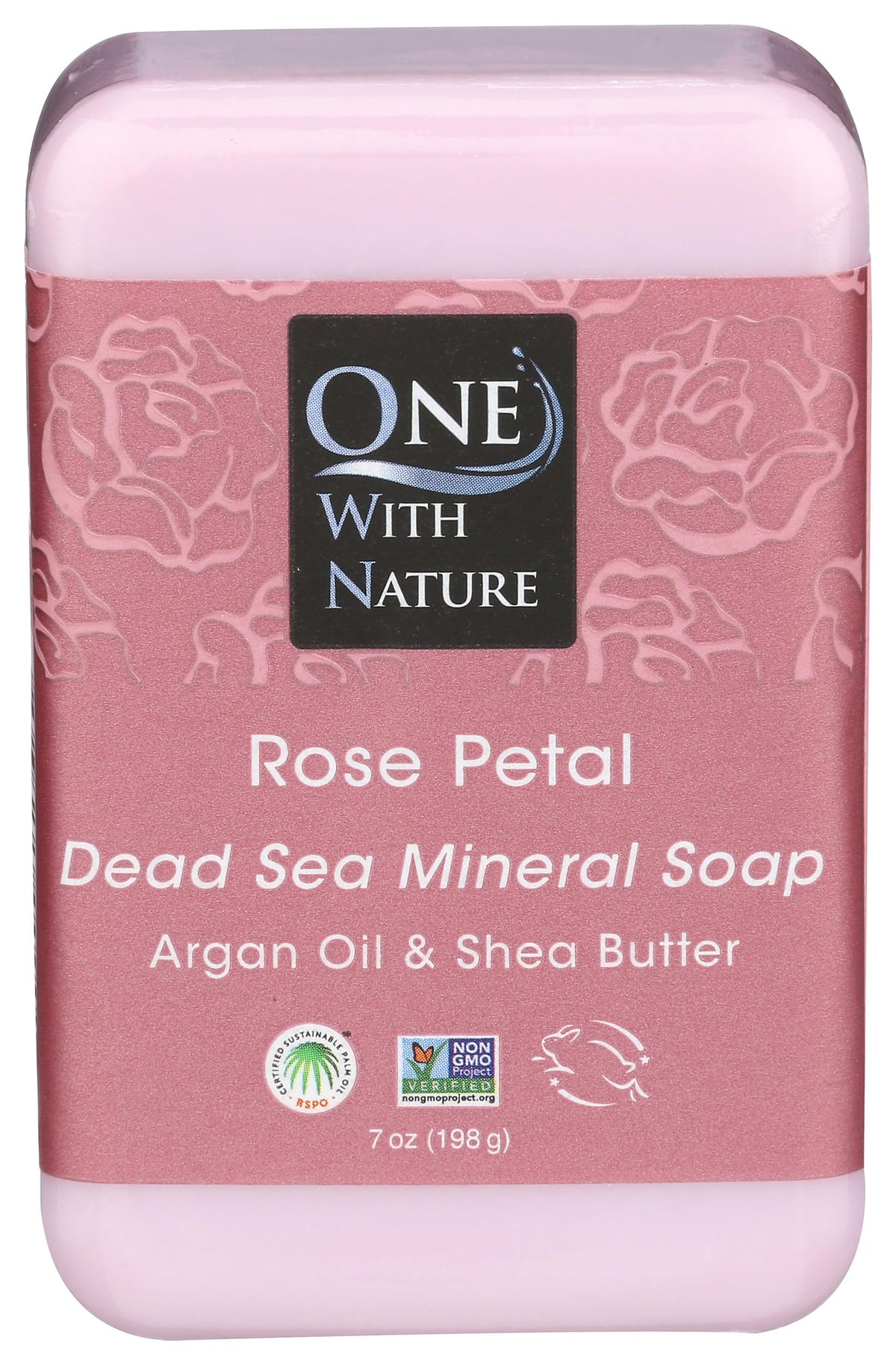 One With Nature Dead Sea Mineral Rose Petal Soap, 7 Oz - Nourishing Bar For Soft Skin