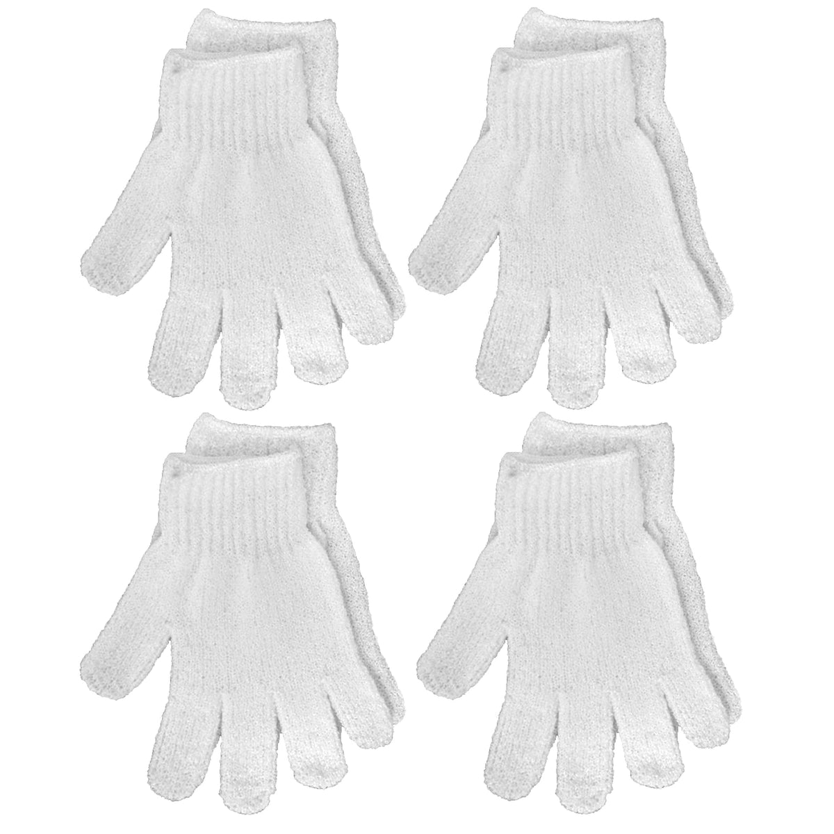 Aquasentials Exfoliating Bath Gloves - 4 Pairs, White, Fabric Material, Spa Quality