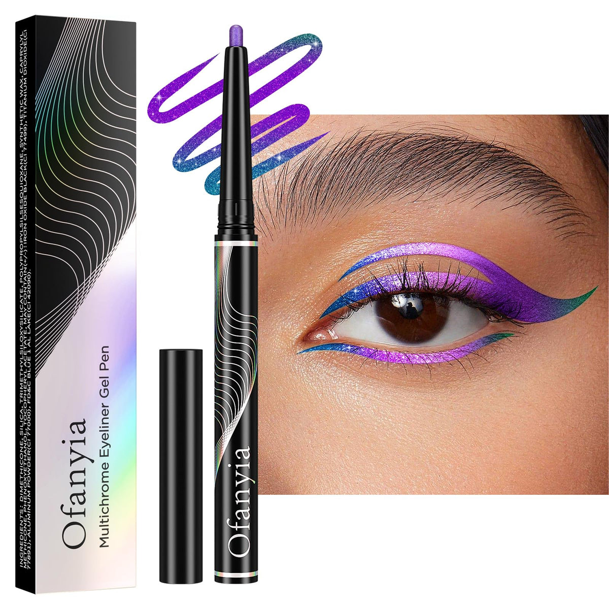 Greyghost Multichrome Purple Eyeliner Pencil - Waterproof, Glitter, 24H Long Lasting, Smudge Proof