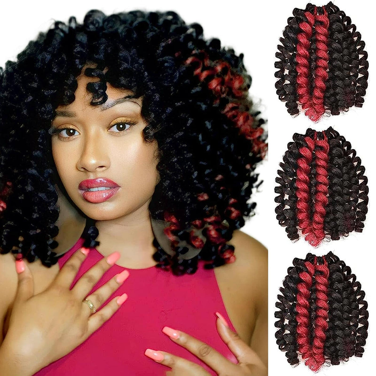 ROKTRESS Wand Curl Crochet Hair 8 Inch (Pack of 6) - Jamaican Bounce Curly Braids for Black Women