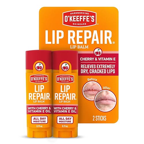 O'Keeffe'S Lip Repair Lip Balm Twin Pack With Cherry & Vitamin E Oil, Cream White