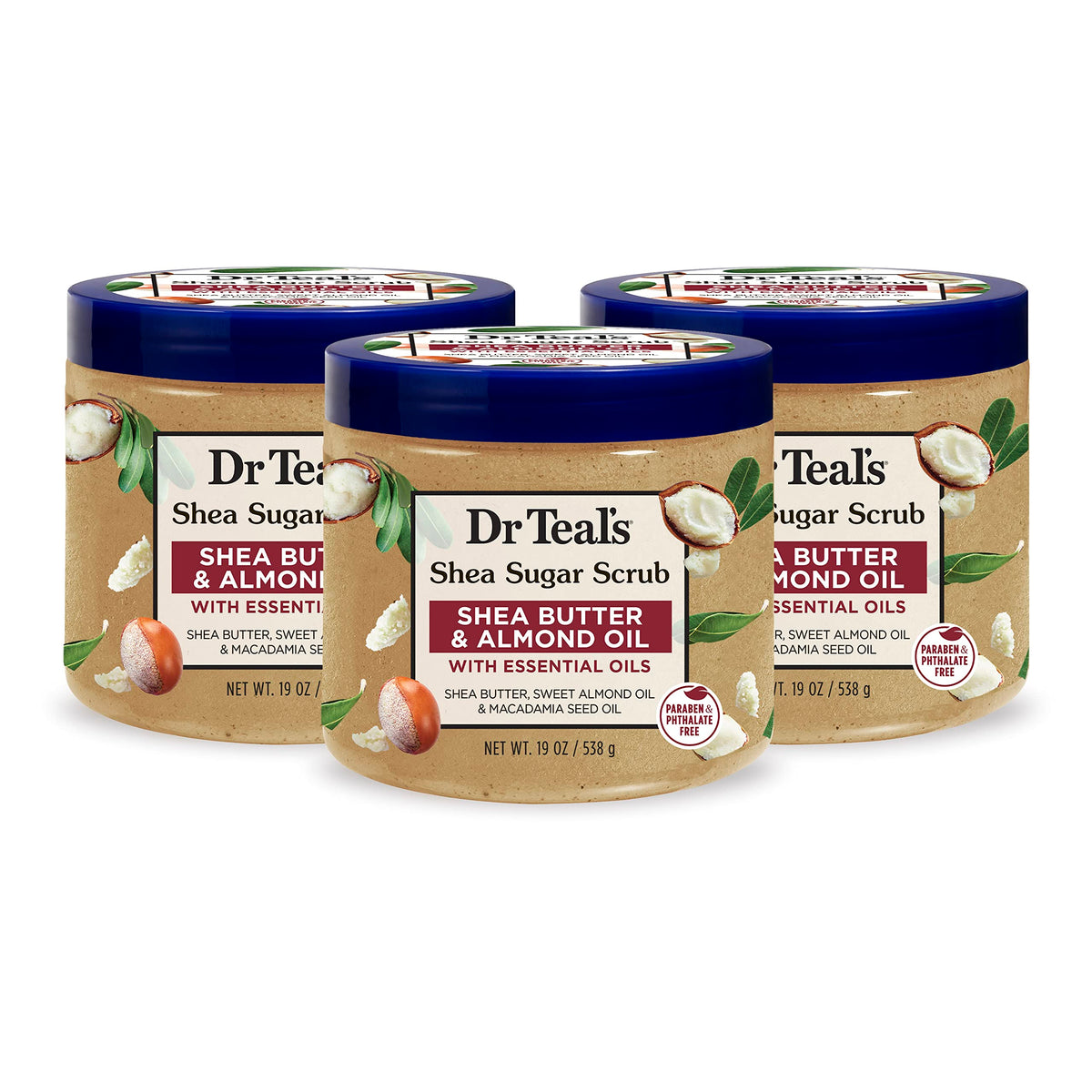 Dr Teal'S Shea Sugar Body Scrub With Almond Oil, 19 Oz - Pack Of 3, Shea Butter