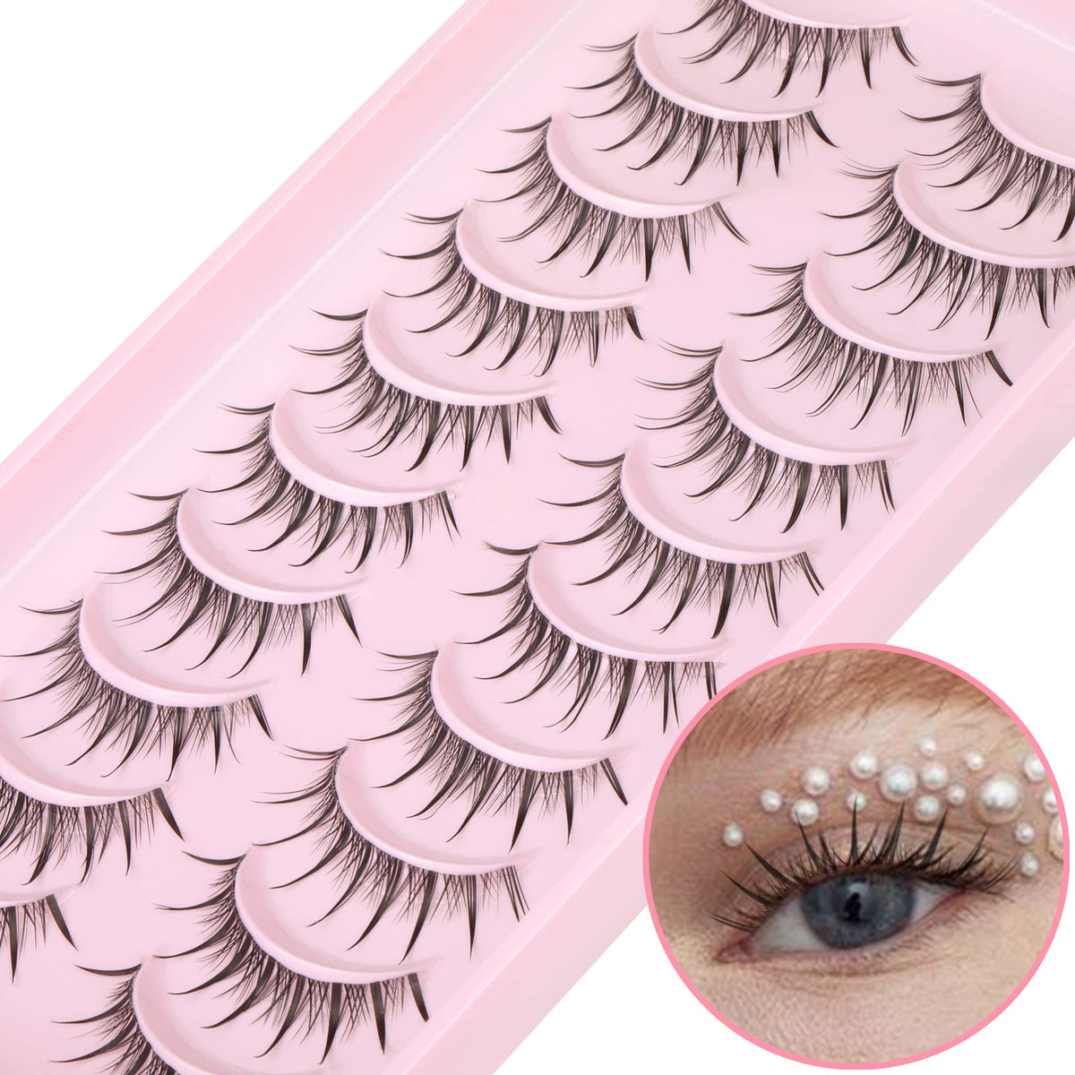 Geeneiya Manga Lashes - Natural Look Individual Lash Clusters, 10 Count Faux Mink Eyelashes