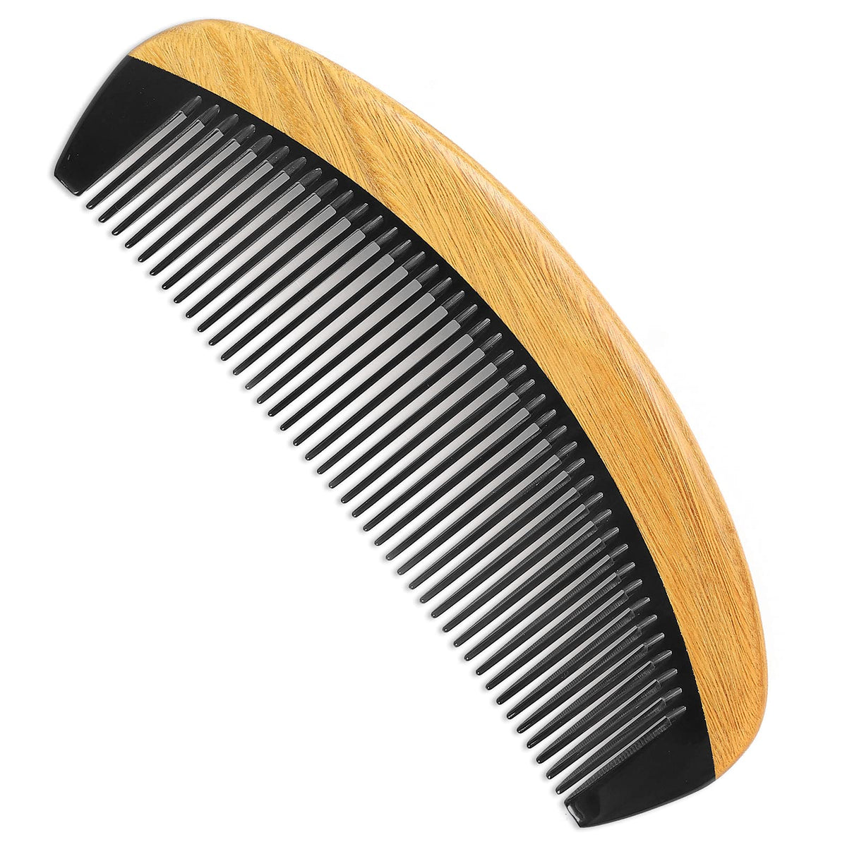 Onedor Handmade Natural Green Sandalwood & Buffalo Horn Hair Comb - Anti-Static Detangler