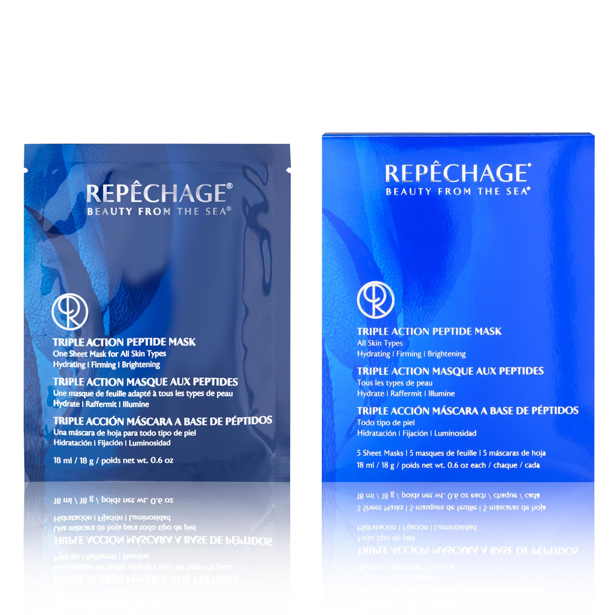 Repechage Triple Action Peptide Mask - Hydrating, Firming, Brightening - 5 Sheet Masks