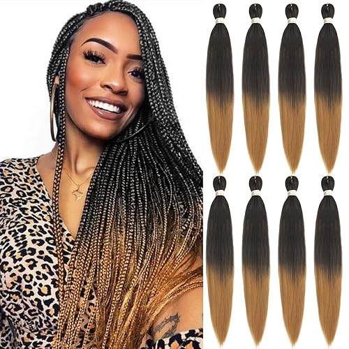 Beyond Beauty 28&quot; Pre-Stretched Ombre Yaki Braiding Hair - 1B-27 Synthetic Twist Extensions