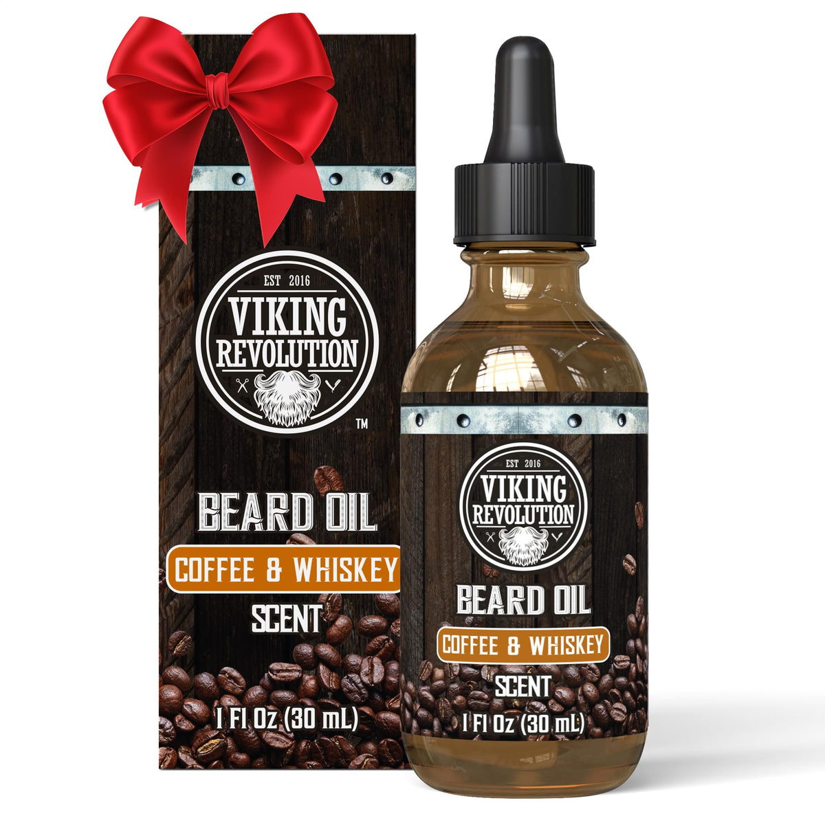 Viking Revolution Coffee Whiskey Beard Oil - Moisturizing & Softening For Men, 1 Fl Oz