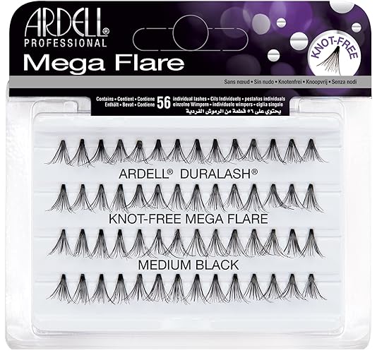 Ardell Mega Flare Knot-Free Medium Black Lashes - 1 Count, Foil Material