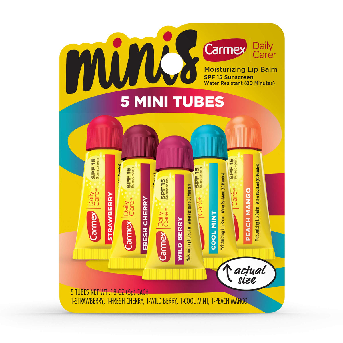 Carmex Lip Balm Minis Pack - Spf 15, Strawberry, Mint, Berry, Mango, Cherry - 5 Count, 0