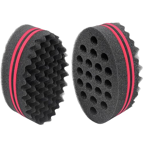 AIR&TREE Magic Barber Sponge Brush for Waves, Dreadlocks, Coils - Hair Care Tool, Red