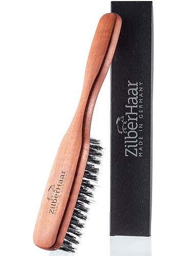 Zilberhaar Long Hair & Beard Brush - Stiff Boar Bristles & Pearwood - 8.5&quot; Beard Care