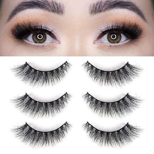 BEPHOLAN Mink Natural False Eyelashes 3-Pack Cat Eye Fluffy Manga Lashes