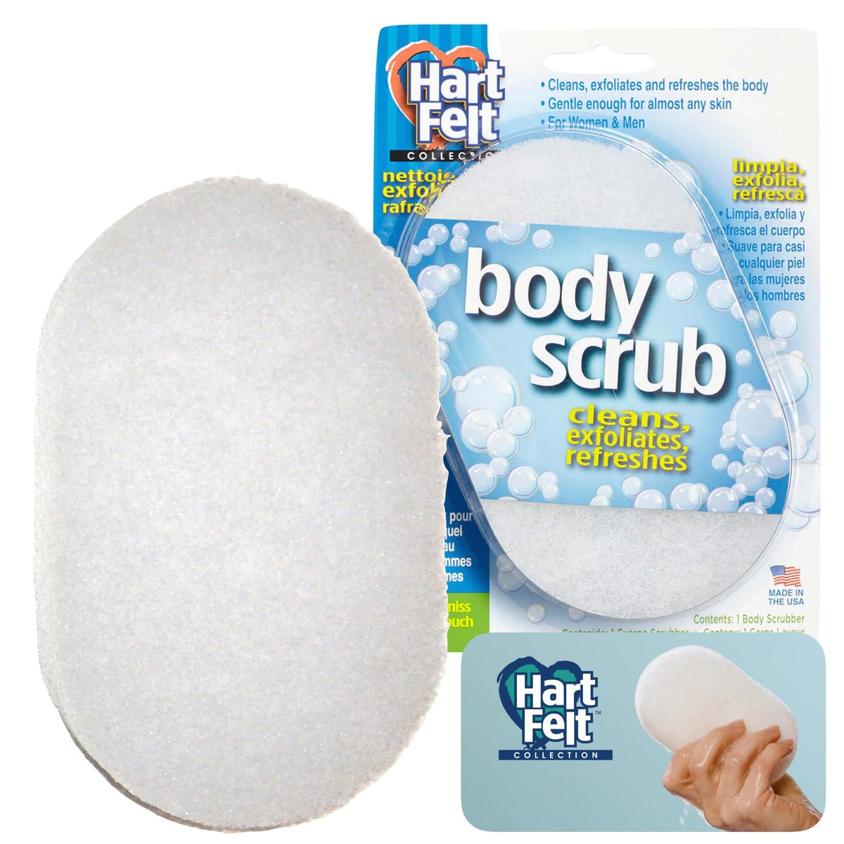 Hartfelt Soft Exfoliating Bath Sponge - Chemical-Free Body Scrubber For Dead Skin, 1 Count