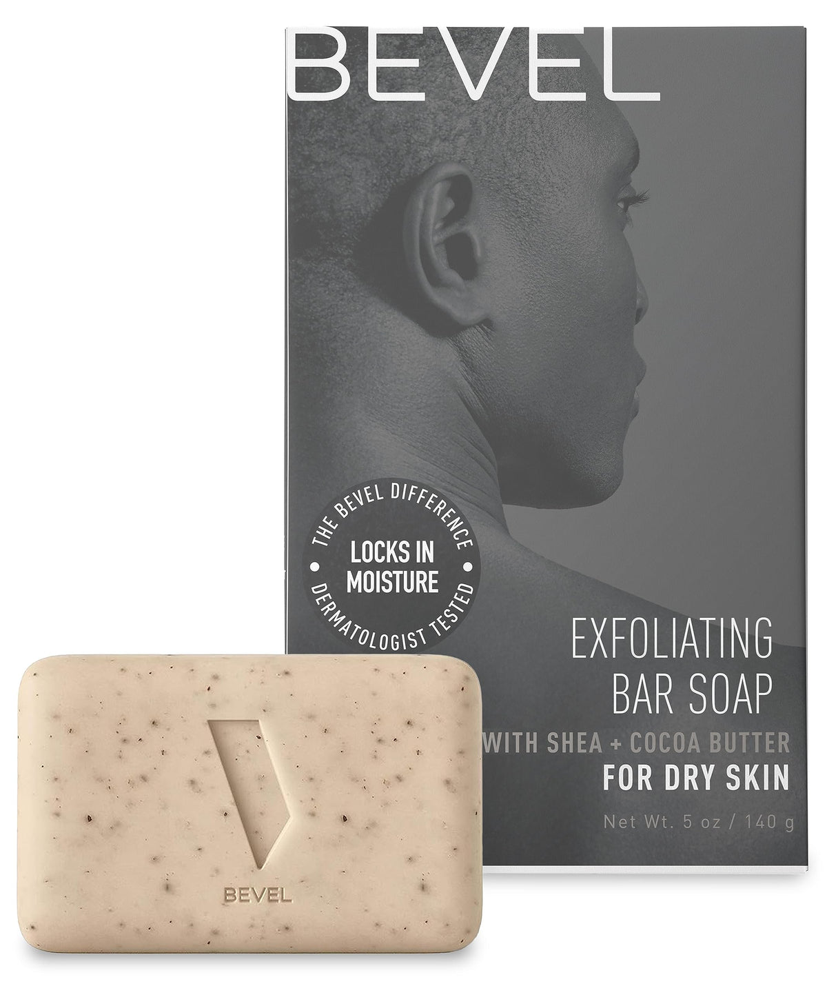 Bevel Soap Bar - Men'S Exfoliating Body Wash With Cocoa & Shea Butter, 5 Oz