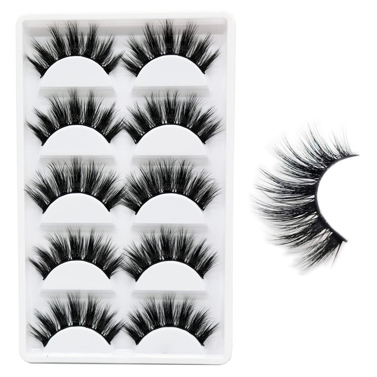 Veleasha 5D Faux Mink Lashes - 100% Handmade, Lightweight, Fluffy, 5 Pairs (Dubai)