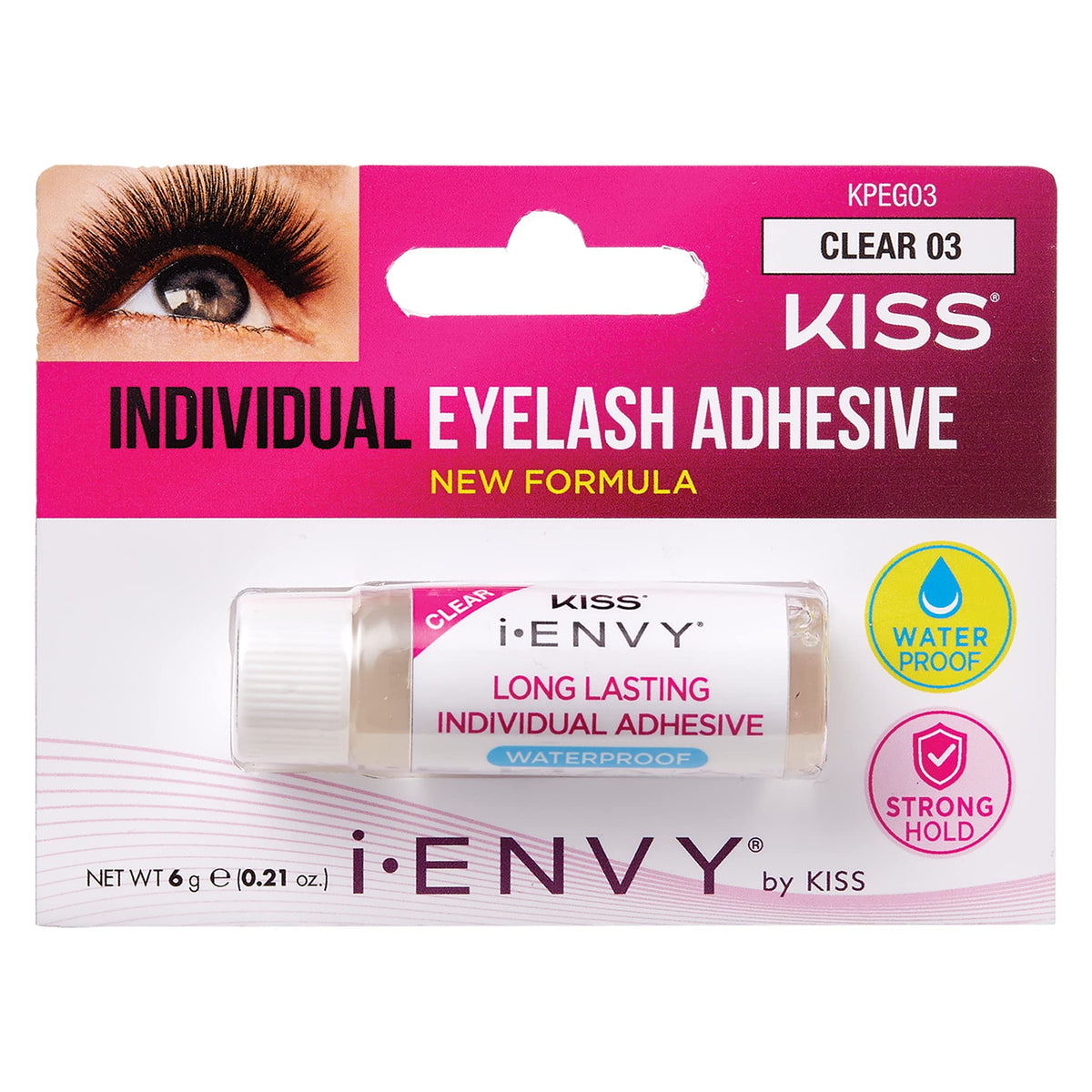 Kiss Ienvy Clear Individual Cluster Lash Glue - Strong Hold, Waterproof, 0.21 Oz