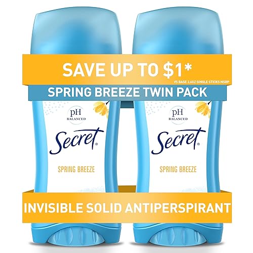 Secret Antiperspirant & Deodorant For Women, 24Hr Protection, Spring Breeze, 2.6 Oz (Pack Of