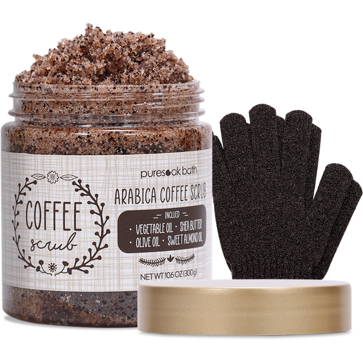 Puresoak Bath Arabica Coffee Body Scrub Set For Exfoliating & Moisturizing - 10.6Oz