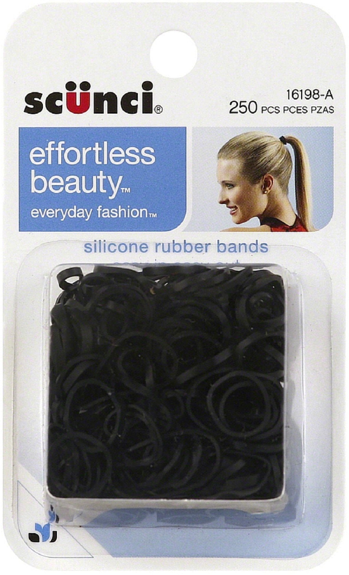 Scunci Black Rubber Hair Bands, 250 Count - Strong & Durable Hair Accessories