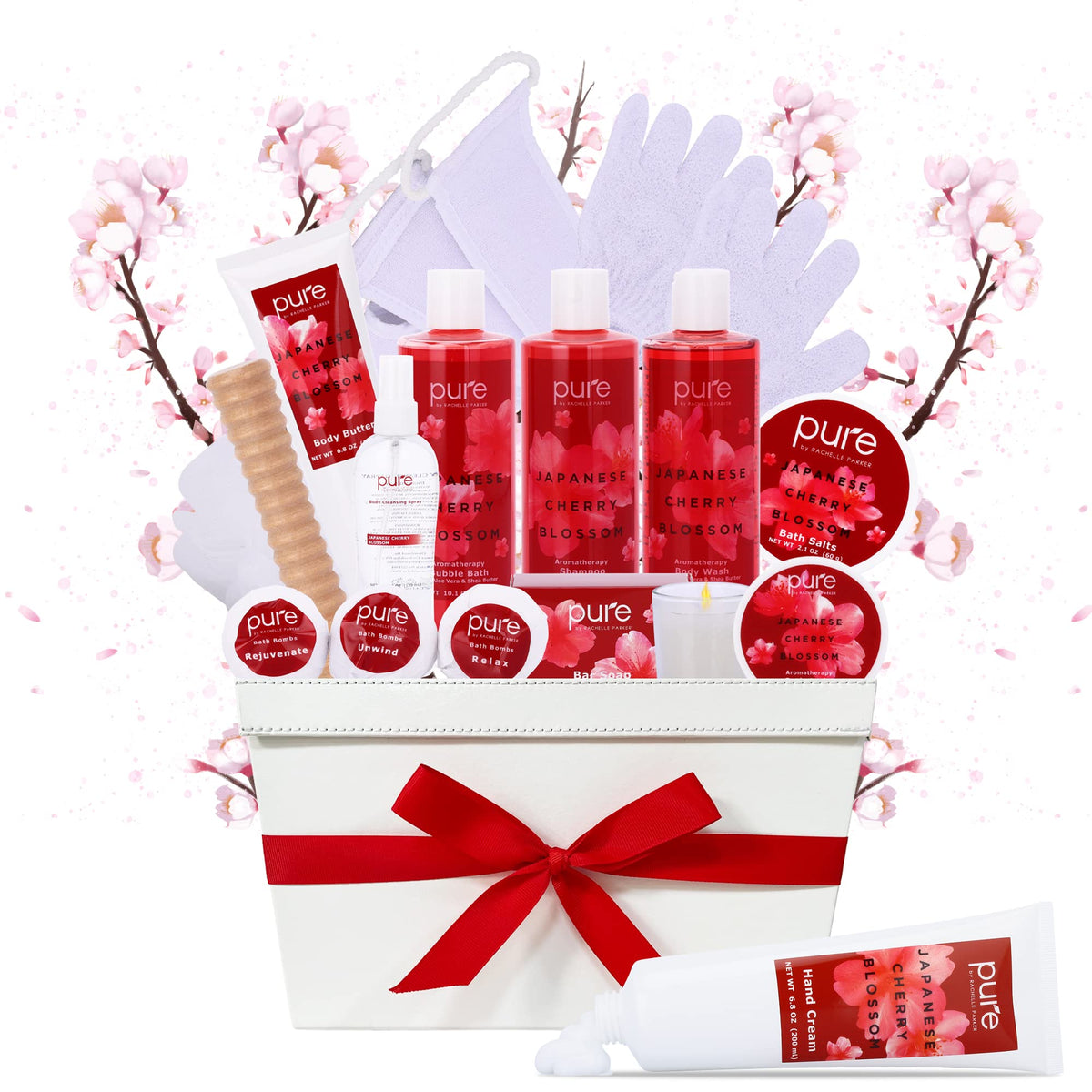 Rachelle Parker Women'S Spa Gift Basket - Japanese Cherry Blossom Bath & Body Set For Her