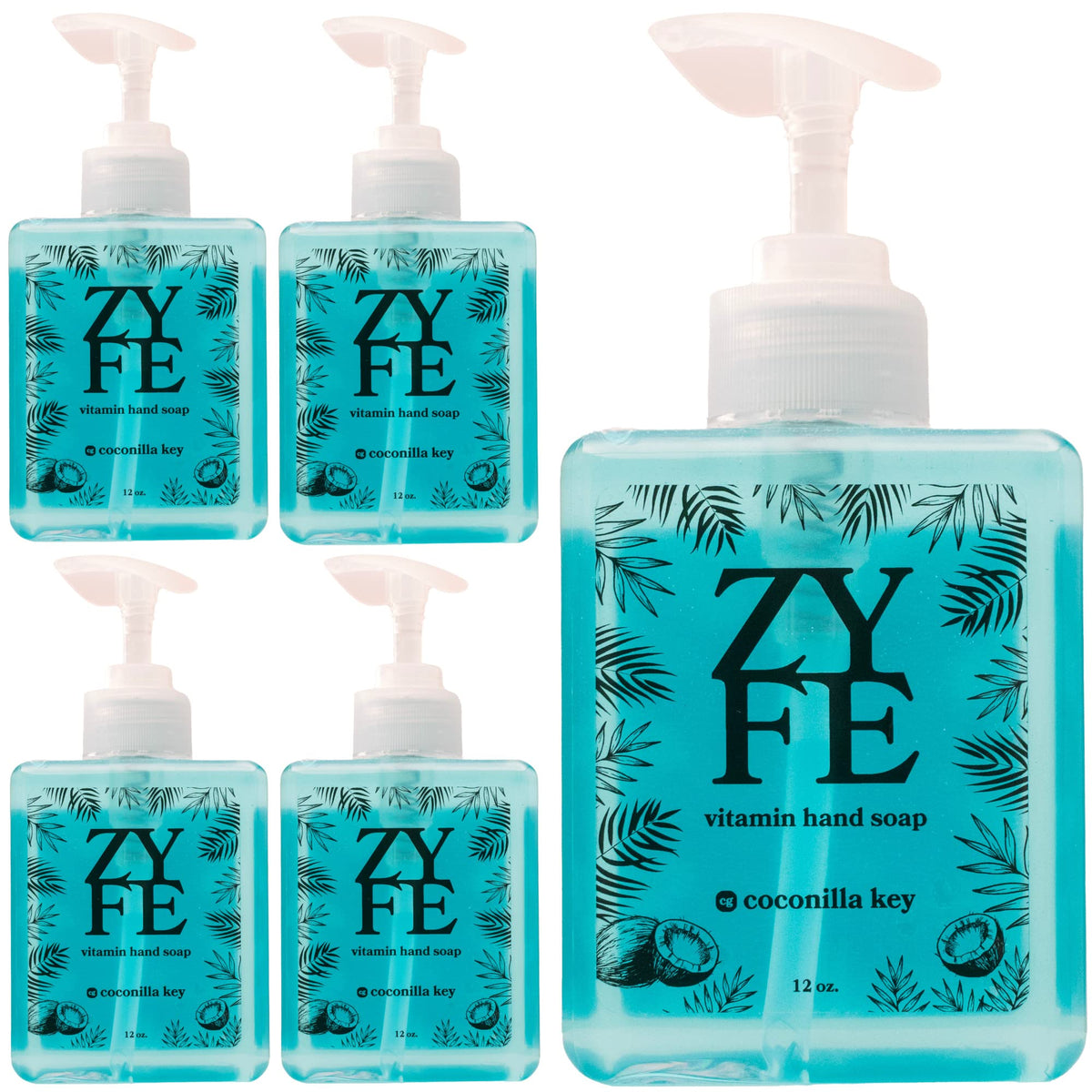 Zyfe Vitamin Hand Soap Value Pack - 12Oz Natural Plant-Based Moisturizing Coconilla Fragrance